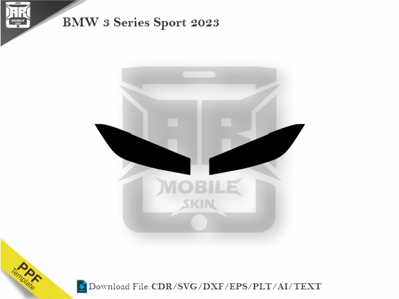 BMW 3 Series Sport 2023 Car Headlight Cutting Template