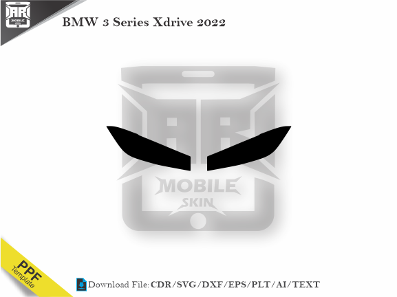 BMW 3 Series Xdrive 2022 Car Headlight Cutting Template