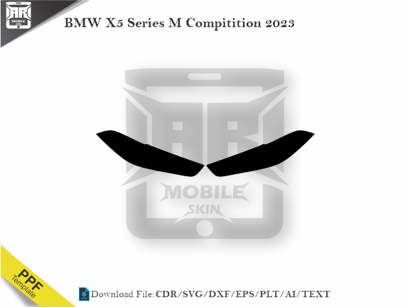 BMW X5 Series M Compitition 2023 Car Headlight Cutting Template