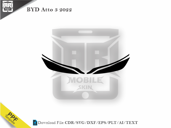 BYD Atto 3 2022 Car Headlight Cutting Template