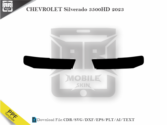 CHEVROLET Silverado 3500HD 2023 Car Headlight Cutting Template