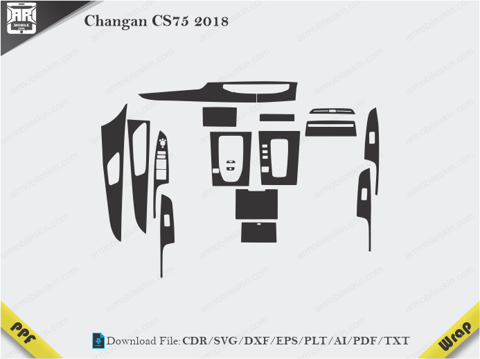 Changan CS75 2018 Car Interior PPF or Wrap Template