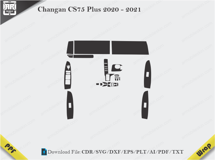 Changan CS75 Plus 2020 - 2021 Car Interior PPF or Wrap Template