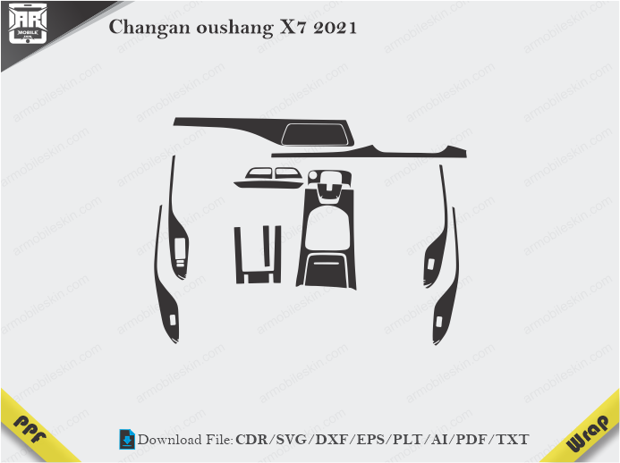 Changan oushang X7 2021 Car Interior PPF or Wrap Template
