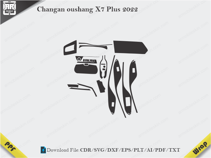 Changan oushang X7 Plus 2022 Car Interior PPF or Wrap Template