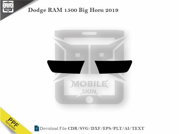 Dodge RAM 1500 Big Horn 2019 Car Headlight Cutting Template