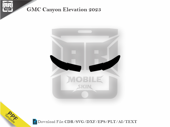 GMC Canyon Elevation 2023 Car Headlight Cutting Template