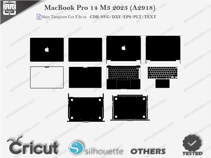 MacBook Pro 14 M3 2023 (A2918) Skin Template Vector