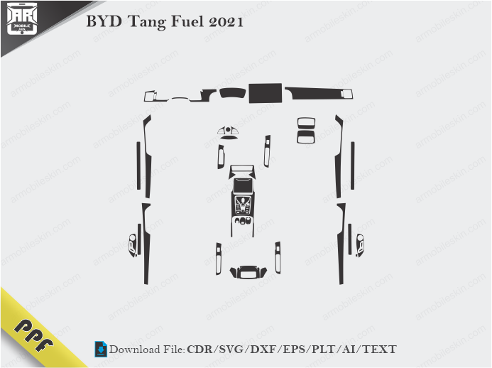 BYD Tang Fuel 2021 Interior PPF Cut Template Vector