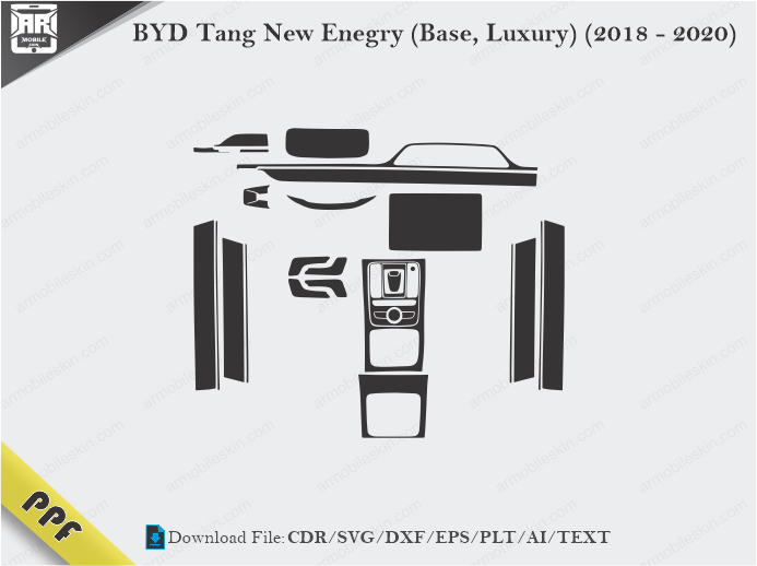 BYD Tang New Enegry (Base, Luxury) (2018 – 2020) Interior PPF Cut Template Vector