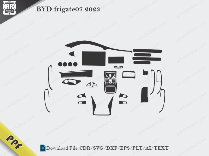 BYD frigate07 2023 Interior PPF Cut Template Vector