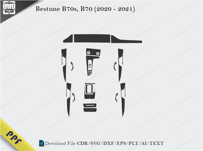 Bestune B70s, B70 (2020 – 2021) Interior PPF Cut Template Vector