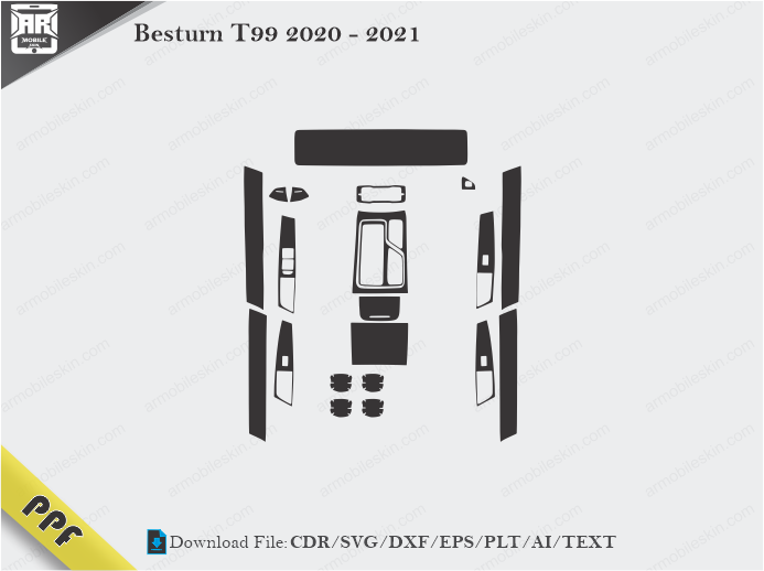 Besturn T99 2020 – 2021 Interior PPF Cut Template Vector