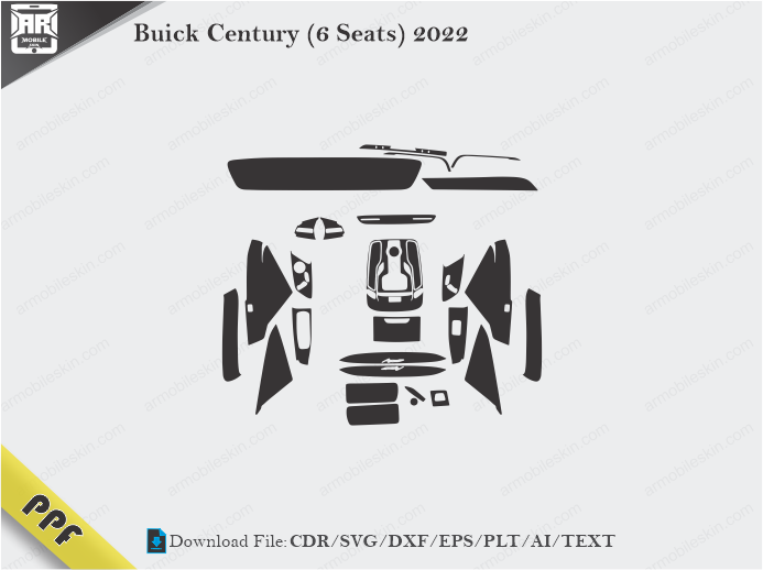 Buick Century (6 Seats) 2022 Interior PPF Cut Template Vector