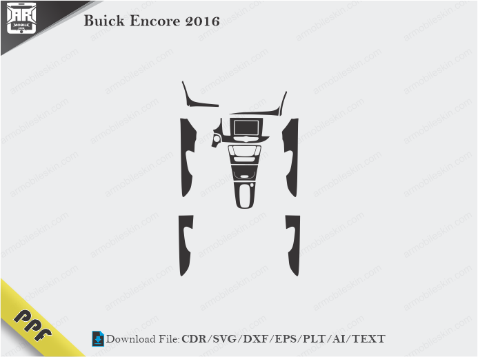 Buick Encore 2016 Interior PPF Cut Template Vector