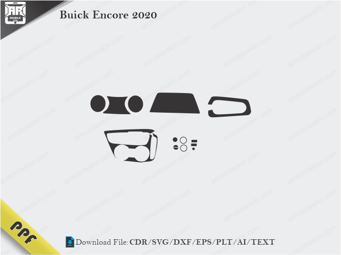 Buick Encore 2020 Interior PPF Cut Template Vector