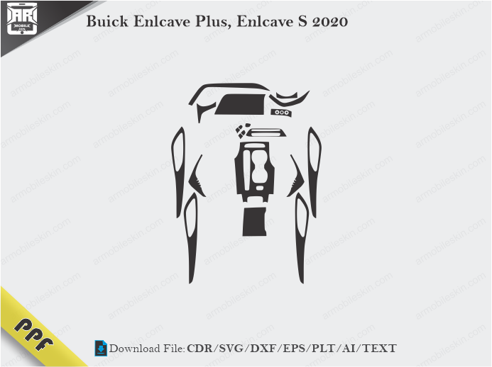 Buick Enlcave Plus, Enlcave S 2020 Interior PPF Cut Template Vector