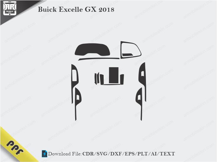 Buick Excelle GX 2018 Interior PPF Cut Template Vector