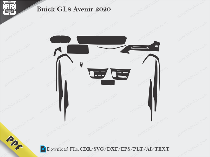 Buick GL8 Avenir 2020 Interior PPF Cut Template Vector