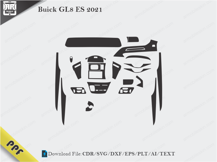 Buick GL8 ES 2021 Interior PPF Cut Template Vector