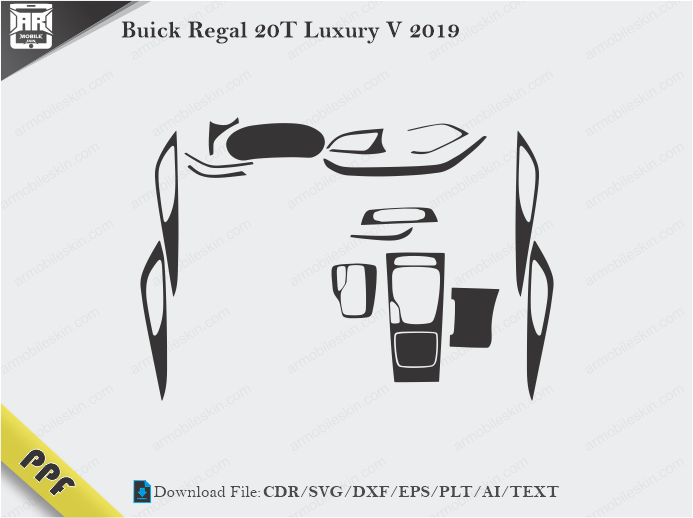 Buick Regal 20T Luxury V 2019 Interior PPF Cut Template Vector