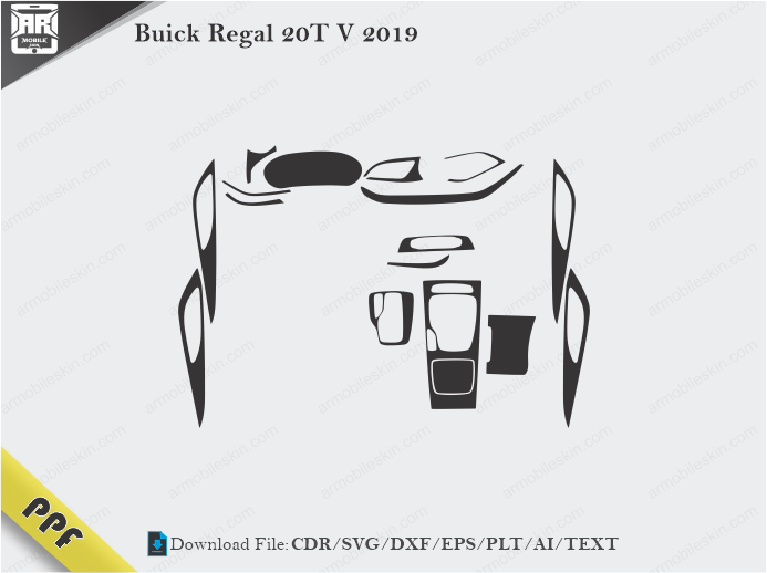 Buick Regal 20T V 2019 Interior PPF Cut Template Vector