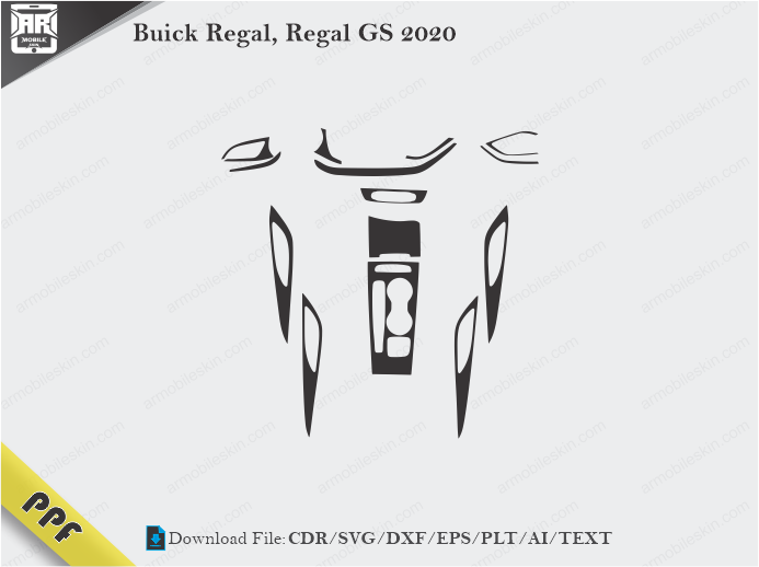 Buick Regal, Regal GS 2020 Interior PPF Cut Template Vector