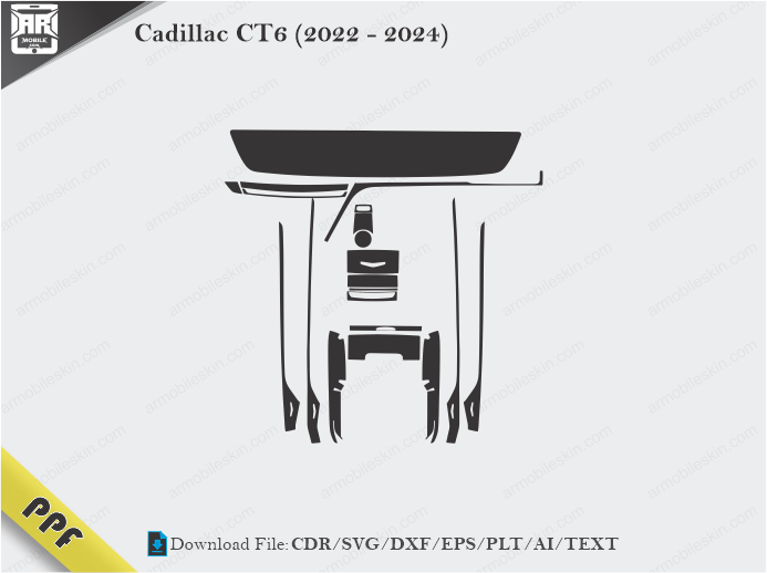 Cadillac CT6 (2022 - 2024) Interior PPF Cut Template Vector