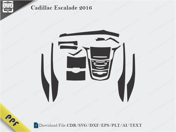 Cadillac Escalade 2016 Interior PPF Cut Template Vector