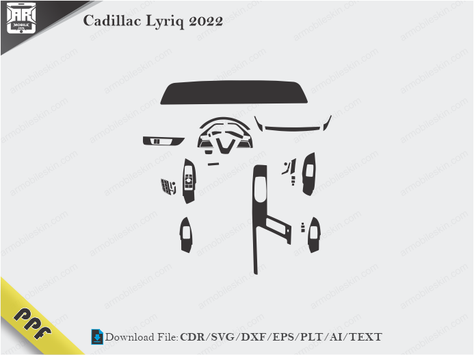 Cadillac Lyriq 2022 Interior PPF Cut Template Vector