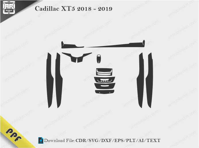 Cadillac XT5 2018 – 2019 Interior PPF Cut Template Vector