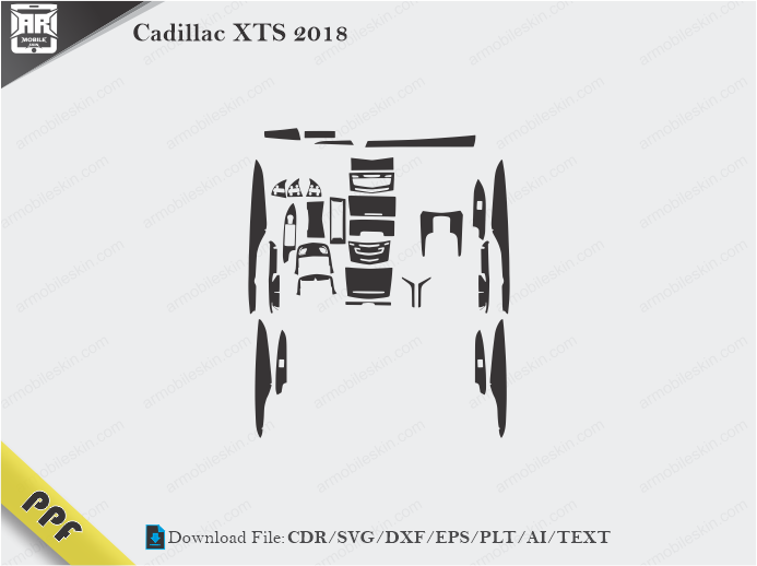 Cadillac XTS 2018 Interior PPF Cut Template Vector