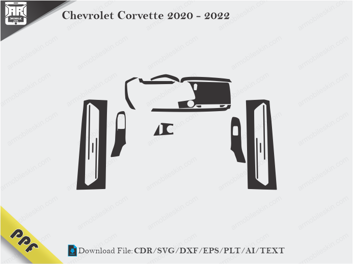 Chevrolet Corvette 2020 - 2022 Interior PPF Cut Template Vector