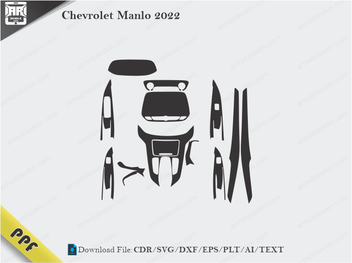 Chevrolet Manlo 2022 Interior PPF Cut Template Vector