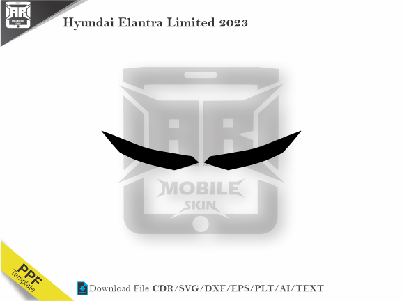 Hyundai Elantra Limited 2023 Car Headlight Cutting Template