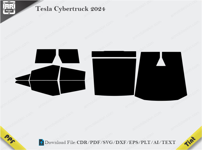Tesla Cybertruck 2024 Tint Film Cutting Template