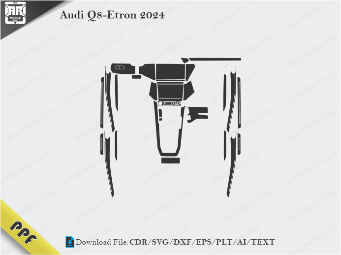 Audi Q8-Etron 2024 Interior PPF Cut Template Vector