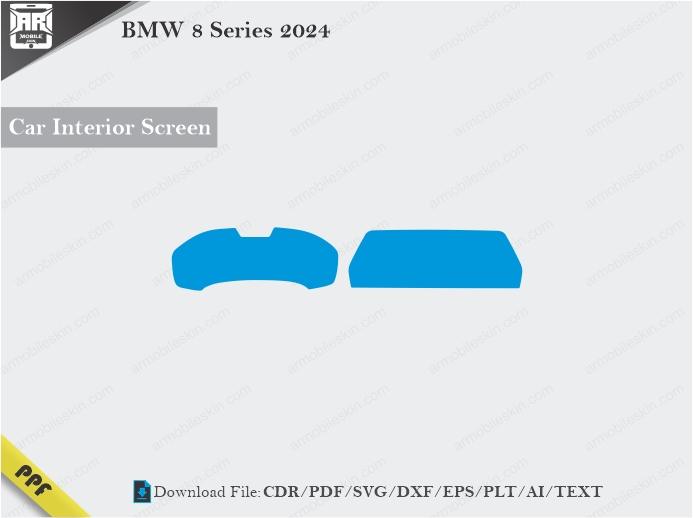 BMW 8 Series 2024 Car Screen Cutting Template Vector