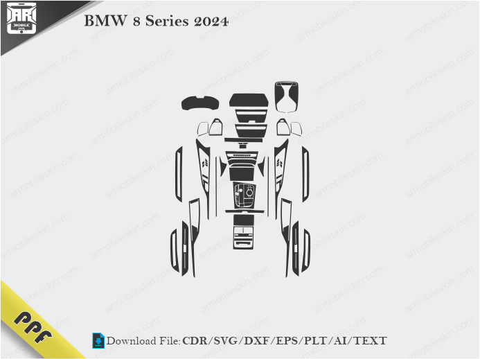 BMW 8 Series 2024 Interior PPF Cut Template Vector