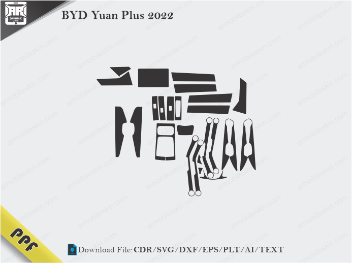 BYD Yuan Plus 2022 Interior PPF Cut Template Vector