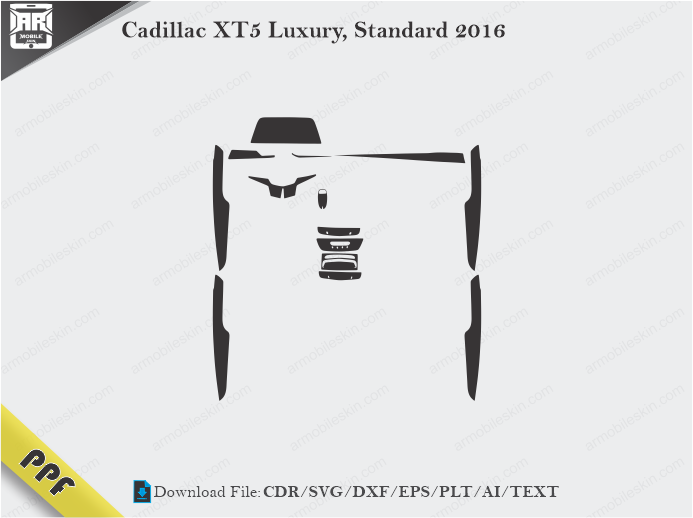 Cadillac XT5 Luxury, Standard 2016 Interior PPF Cut Template Vector