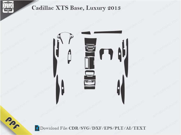 Cadillac XTS Base, Luxury 2013 Interior PPF Cut Template Vector