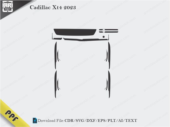 Cadillac Xt4 2023 Interior PPF Cut Template Vector