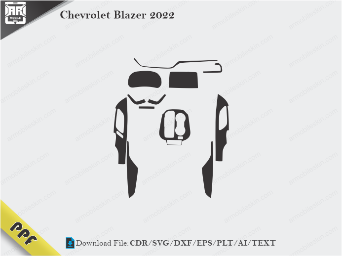 Chevrolet Blazer 2022 Interior PPF Cut Template Vector