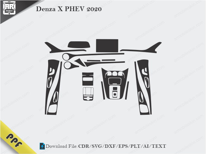 Denza X PHEV 2020 Interior PPF Cut Template Vector