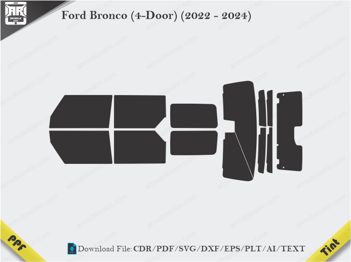 Ford Bronco (4-Door) (2022 – 2024) Tint Film Cutting Template