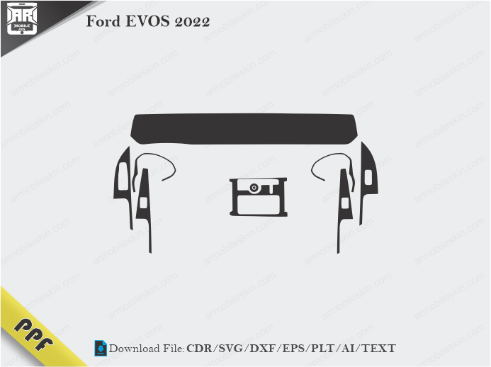 Ford EVOS 2022 Interior PPF Cut Template Vector