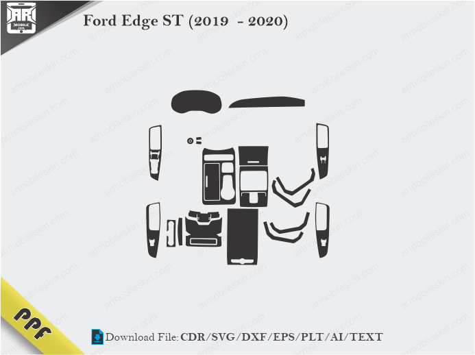 Ford Edge ST (2019 – 2020) Interior PPF Cut Template Vector