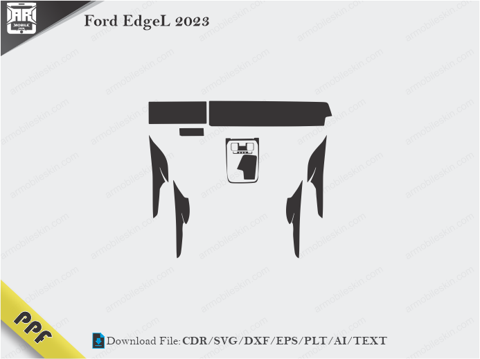 Ford EdgeL 2023 Interior PPF Cut Template Vector