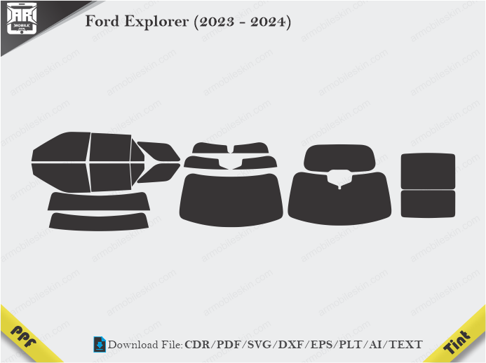 Ford Explorer (2023 – 2024) Tint Film Cutting Template